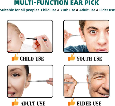 Ear Wax Removal Kit, Ear Cleansing, Cleaning Brush and Storage Box, One-Piece Ear Picker Design for Adults and Kids (White)...
