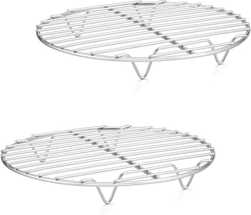 P&P CHEF 9 Inch Cooking Rack Round, Stainless Steel Round Rack for Cooking Cooling Steaming Baking, Fit Air Fryer Pot Pressure Cooker, 2 Pack -Ove...