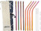 Reusable Straws Set, Stainless Steel Metal, Colorful, Includes 8 Straws, 4 Silicone Tips, 2 Cleaning Brushes, and 2 Travel Pouches, Draw String Ba...