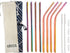Reusable Straws Set, Stainless Steel Metal, Colorful, Includes 8 Straws, 4 Silicone Tips, 2 Cleaning Brushes, and 2 Travel Pouches, Draw String Ba...