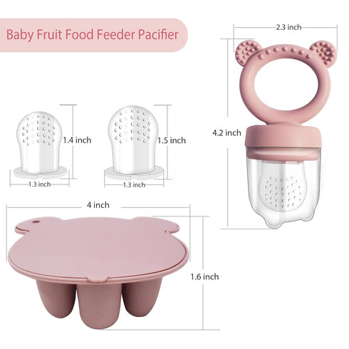 Big spinach Silicone Freezer Tray Baby Fruit Feeder Food Teething Set Must-Have Pacifiers and Food Storage Containers for Babies 6 Months and Up...