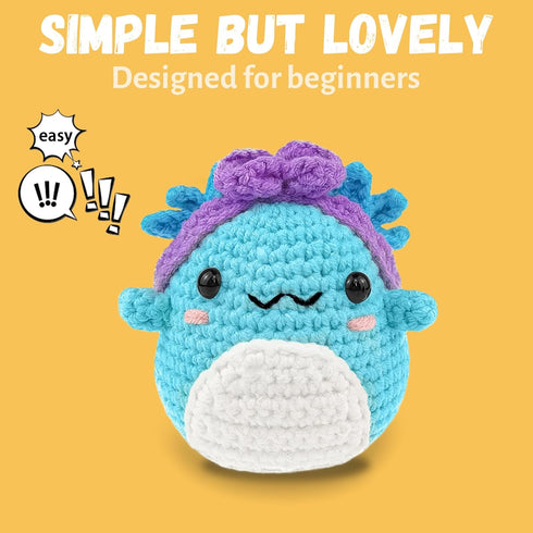 Terself Axolotl Crochet Kit for Beginners: 1PCS Crochet Animal Kits for Kids & Adults, Learn to Crocheting Starter Kit with Written Pattern & Vide...