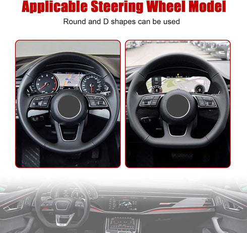 Leather Steering Wheel Cover, Stitch On Wrap, Breathable Anti-Slip Car Steering Wheel Protector for Max Diameter 15'', DIY Sewing with Needle Thre...