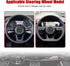 Leather Steering Wheel Cover, Stitch On Wrap, Breathable Anti-Slip Car Steering Wheel Protector for Max Diameter 15'', DIY Sewing with Needle Thre...