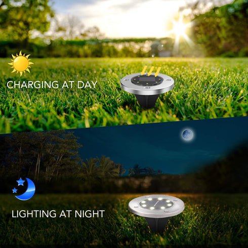 Aogist Solar Ground Lights, 8 LED Garden Lights Patio Disk Lights In-Ground Outdoor Landscape Lighting for Lawn Patio Pathway Yard Deck Walkway (W...