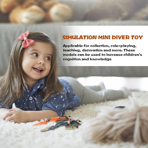 Toyvian 2pcs Mini Diver Figurines Deep Sea Diver Tiny Submarine Figures Fish Tank Realistic Divers Figurines Diver with Hose Scuba Steve Toy Dollh...