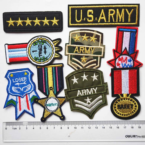 Mo Sheng Accessory 20pcs DIY Medal Epaulet Soldier Badges Patches Embroidery Mix Patterns Iron On/Sew On Applique for Clothes Backpacks T-Shirt Je...