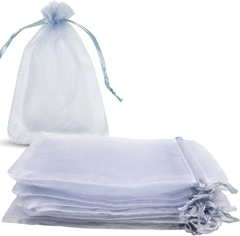 100pcs 4x6 Inches Drawstrings Organza Gift Candy Bags Wedding Favors Bags (Gray)...