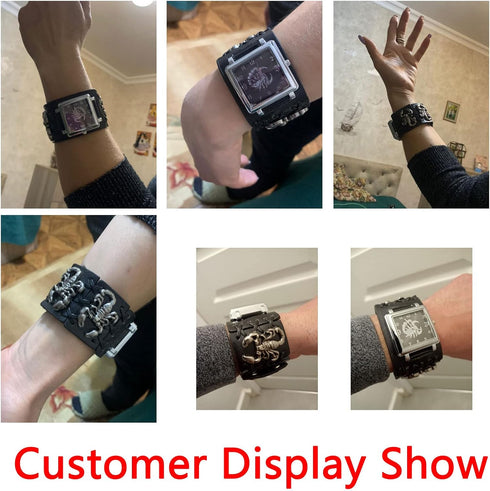 Scorpion Punk Men&Women Wrist Watch Black Wide Leather Cuff Band Watch Cool Style Watches,Rock Locomotive Fashion Watch...