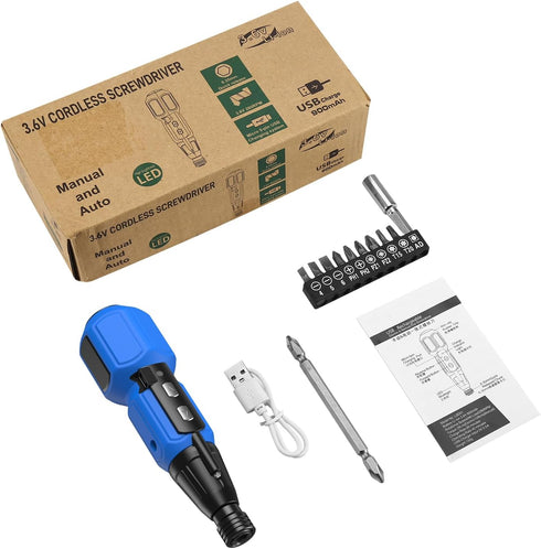 ORIA Cordless Electric Screwdriver Set, Rechargeable Cordless Screwdriver, Mini Electric Repair Tool Kit with 10 Bits, LED Lights, USB Cable, Bits...