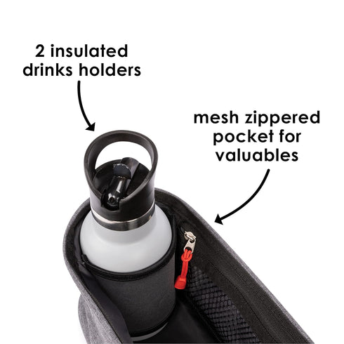 Diono Buggy Buddy Universal Stroller Organizer with Cup Holders, Secure Attachment, Zippered Pockets, Safe & Secure, Gray...
