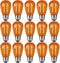 15 Pack S14 LED Light Bulb Orange LED Replacement Bulbs 2W S14 LED String Light Edison Bulb E26 Base Plastic Shatterproof LED Decorative Bulbs for...