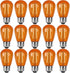 15 Pack S14 LED Light Bulb Orange LED Replacement Bulbs 2W S14 LED String Light Edison Bulb E26 Base Plastic Shatterproof LED Decorative Bulbs for...