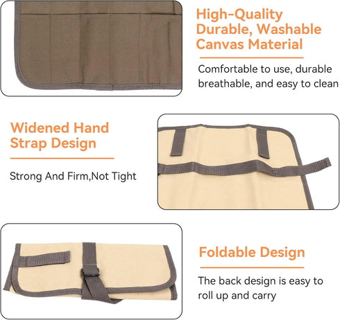 Camping Utensil Bag, Knife Roll Bag for Chefs Canvas Roll Up Culinary Bag Tableware Storage Hanging Bag Multi-purpose Knife Cover for Cooking, Cam...