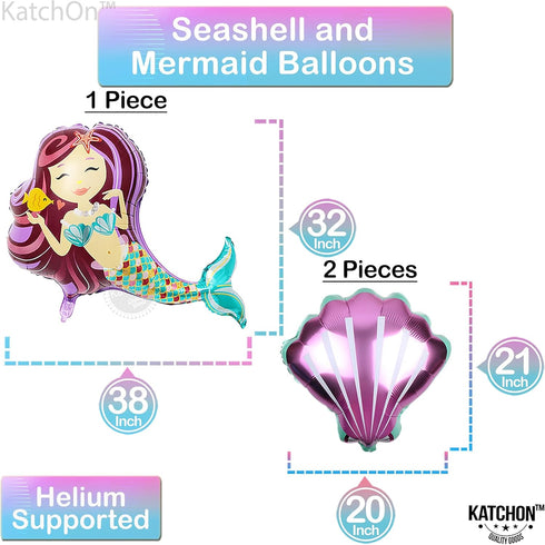 KatchOn Shiny Mermaid 5th Birthday Decorations - Pack of 9 | Mermaid Balloons, Banners, Party Decorations...