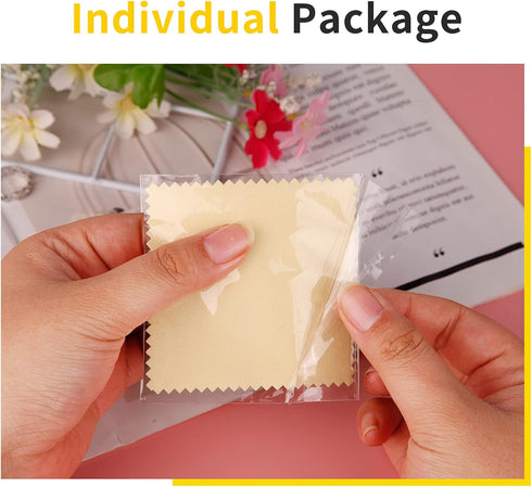 CATIFLIN 100pcs Premium Jewelry Cleaning Cloth, Silver Polishing Cloth Individually Wrapped, for Sterling Silver, Gold, Brass, Silverware, Coin, R...