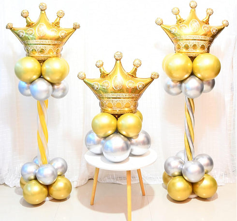 NpeyBeicuelq 4Pcs Gold Crown Foil Balloons Decorations.Wedding Bridal Shower Marriage Engagement Party Supplies (Gold)...