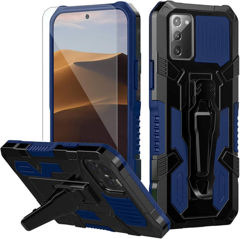 Compatible with Samsung Galaxy Note 20 5G Case,with Tempered Glass Screen Protector and Belt Clip Full Body Heavy Duty Shockproof Rugged Protectiv...