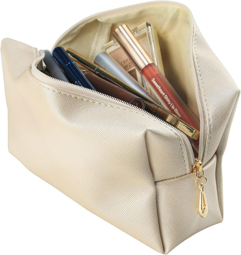 Small Makeup Bag Portable Cosmetic Bag for Women Makeup Pouch Waterproof Toiletry Bag for Travel (Beige, Normal)...