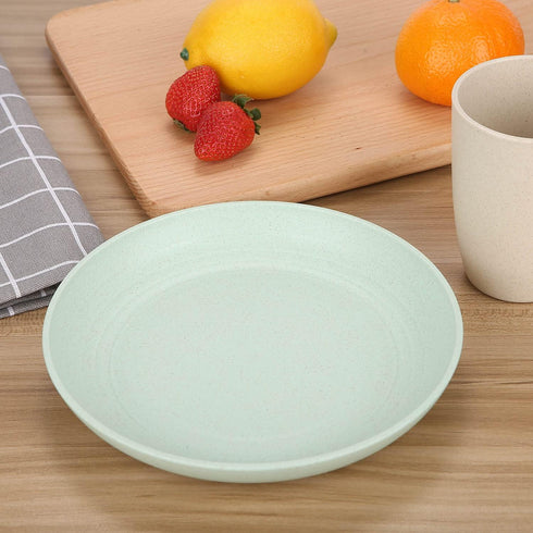 LuckyZone 7.8 Inches Unbreakable Wheat Straw Plates - Reusable Plate Set - Dishwasher & Microwave Safe - Perfect for Dinner Dishes - Healthy, BPA ...