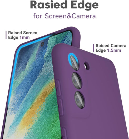Ultra Slim Thin for Samsung Galaxy S21 FE 5G Phone Case Liquid Silicone, Minimalist Soft Rubber Gel Matte Case with Camera Protection, Protective ...