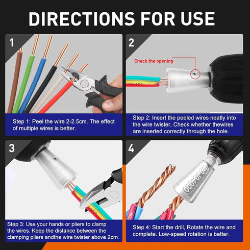 Wire Twister Tool for Drill, wire nut twister, Drill Wire Twister, Wire Twister Wire Connector Wire Twisting Tool, 3pcs Wire Twister Tool and 60pc...