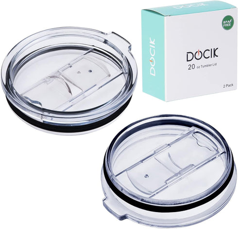 DOCIK Splash Proof Lids Covers for 20 Oz Yeti Rambler Ozark Trail Tumbler and More Travel Cup, Also Fit for Yeti 10 Oz Lowball, 2 Pack...