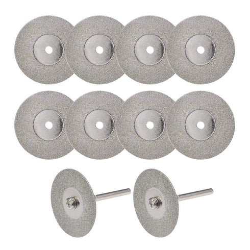 uxcell 10 Pcs 30mm Diamond Cutting Wheels Cut Off Wheel with 2 Pcs Mandrels for Rotary Tool...