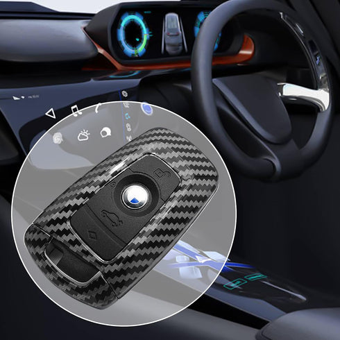 Soft Silicone Rubber Carbon Fiber Texture Cover Protector Compatible with BMW 1 3 4 5 6 7 Series and X3 X4 M5 M6 GT3 GT5 Keyless Remote Control Sm...