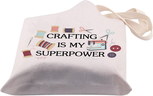 BDPWSS Sewing Gift For Women Sewing Lover Gift Crafting Is My Superpower Sewing Tote Bag Sewing Machine Crafting Lover Gift...