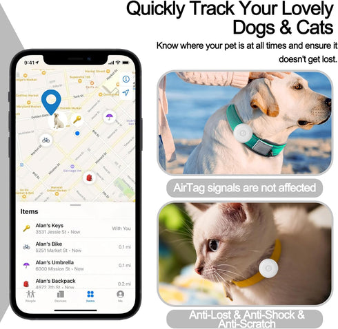 IPX8 Waterproof AirTag Dog Collar Holder, Hidden Air Tag Case for Cat Collar, Anti-Lost Silicone Cover for AirTag GPS Tracker Compatible with Pets...