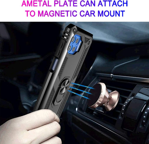 Androgate Compatible with Moto One 5G Case - Motorola One 5G UW Case with Tempered Glass Screen Protectors, Military-Grade Metal Ring Kickstand, 1...