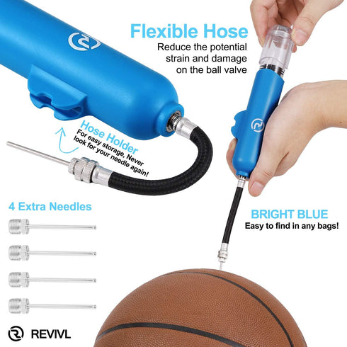 Ball Pump for Sports Balls - 5 Needles - Basketball Pump, Soccer Ball Pump - Air Pump for Balls, Volleyball, Football Accessories Equipment - Hand...