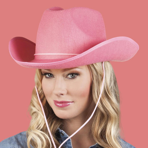 MEMOVAN Pink Cowgirl Hat for Women Girls Western Cowboy Cowgirls Hats Felt Cowboy Hat Retro Wide Brim Western Hat for Disco Cowgirl Cosplay Bachel...