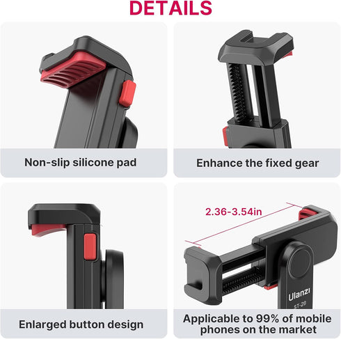 Phone Tripod Mount Holder for iPhone - ULANZI ST-06S Camera Hot 2 Cold Shoe Phone Mount Compatible for iPhone Android Sony Canon DJI Ronin S/SC Zh...