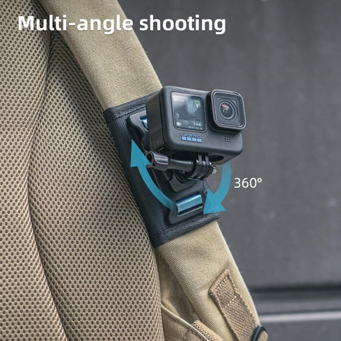 Backpack Shoulder Strap Mount Camera with Adjustable Shoulder Pad and 360 Degree Rotating Base Compatible with GoPro Hero 12 Black, Hero 11/9/8, D...