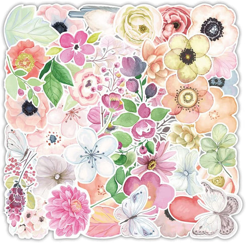 Water Bottle Stickers, Cute Flower Stickers for Laptop Tablet Phone Skateboard Travel Case, Waterproof Stickers for Adults Teens Kids (Flower Stic...