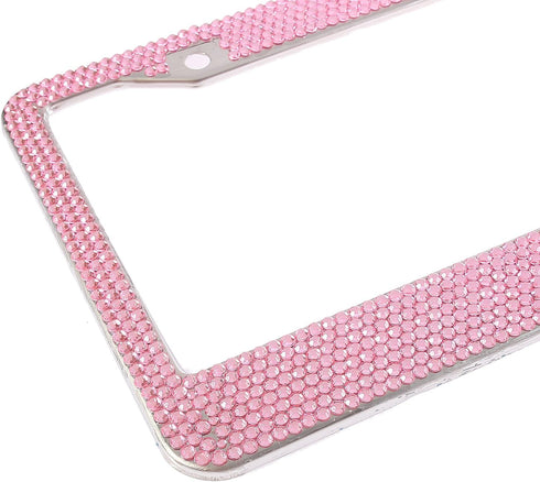 Fashion USA Universal Pink Frame W/Pink Bowtie Crystal License Plate Frames,Eclusive Bling License Plate Holder,Weather Proof Rhinestone License P...
