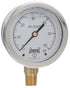 Winters 2-1/2" Dial Size, Liquid Filled Industrial Pressure Gauge, Brass Internals, 304 Stainless Steel Case, Single Scale 0-60 psi, 1.5% Acc, 1/4...