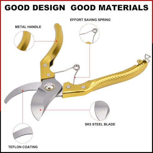 Tree Trimmers Secateurs, Hand Pruner, Garden Scissors for Plant,Pruning Shears for Gardening, Garden Hand Shears, Pruners for Gardening, Garden Cl...