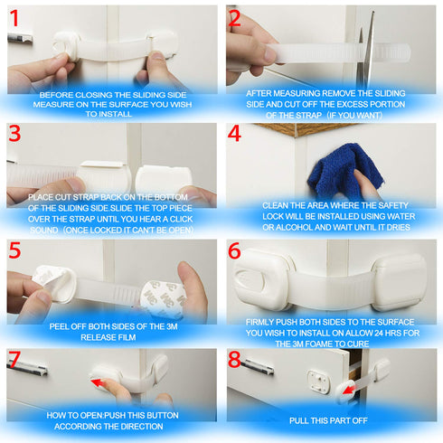 Goodv Child Safety Cabinet Locks - (10 Pack) Baby Proofing Latches to Drawer Door Fridge Oven Toilet Seat Kitchen Cupboard Appliance Trash Can wit...