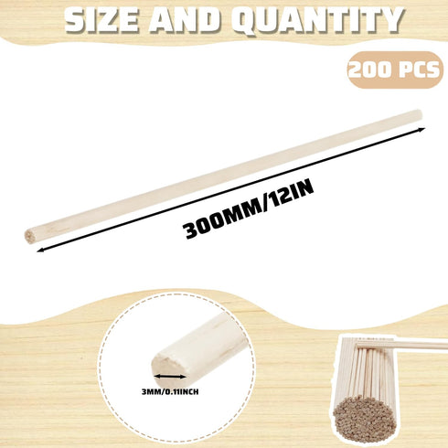 200PCS Balsa Wood Sticks for Crafts,1/8 x 12 Inch Unfinished Balsa Wood Strips Perfect for DIY Projects (1/8"x12"-200pcs)...