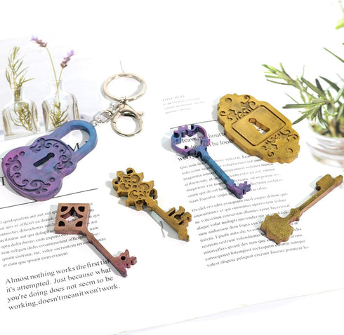 Lock Key Resin Silicone Molds Casting Molds Jewelry Making Tools for DIY Craft Keychain Necklace Earrings Pendant Projects...