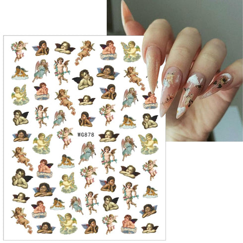 8 Sheets Angel Nail Art Stickers Cupid Nail Art Decals 3D Self Adhesive Flower Angel Wings Nail Design Valentine's Day Rose Nail Art Supplies for ...