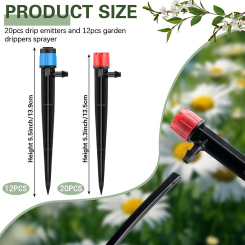 32 Pcs Drip Irrigation Emitters Drip Emitters for 1/4 Inch Tubing Irrigation Drippers Sprayer Adjustable 360 Degree Water Flow Drip for Garden Law...