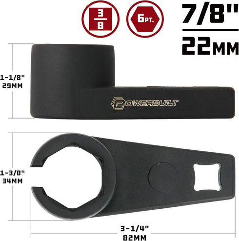 Powerbuilt Extended Reach Offset Oxygen O2 Sensor Socket Wrench, 7/8 Inch, 22mm, Remove and Install, 647094...
