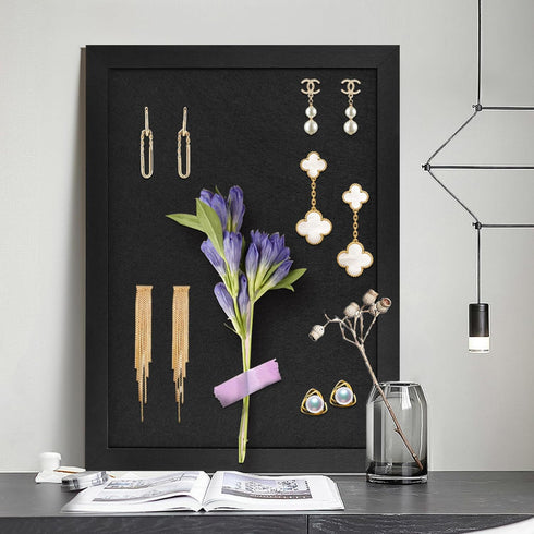 Black Bulletin Boards Cork Board with Felt, 15"x11" Small Display Pin Board Vision Board for Walls, Jewelry, Notes, Collection, Photos, Office, Wo...