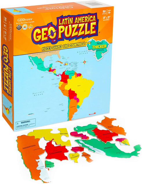 GeoToys — GeoPuzzle Latin America — Educational Kid Toys for Boys and Girls, 50 Piece Geography Jigsaw Puzzle, Jumbo Size Kids Puzzle — Ages 4 and...