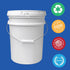 5 Gallon White Bucket & Lid, Made in The USA, Durable 90 Mil All Purpose Pail, Food Grade, Contains No BPA Plastic, Premium HPDE, 1 Pack...