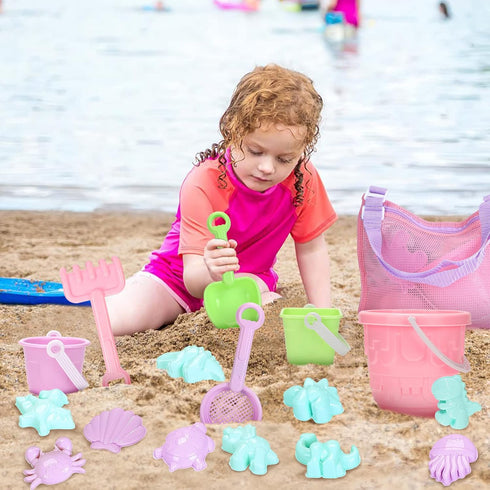 Tagitary Beach Sand Toys Set for Kids 3-10 with Bucket Watering Can Shovel Rake Sand Molds Beach Shell Bag...